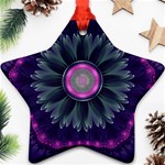 Beautiful Hot Pink And Gray Fractal Anemone Kisses Star Ornament (Two Sides) Front