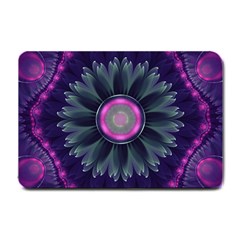 Beautiful Hot Pink And Gray Fractal Anemone Kisses Small Doormat  by jayaprime