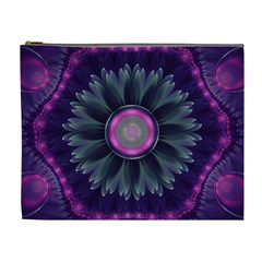 Beautiful Hot Pink And Gray Fractal Anemone Kisses Cosmetic Bag (xl) by jayaprime