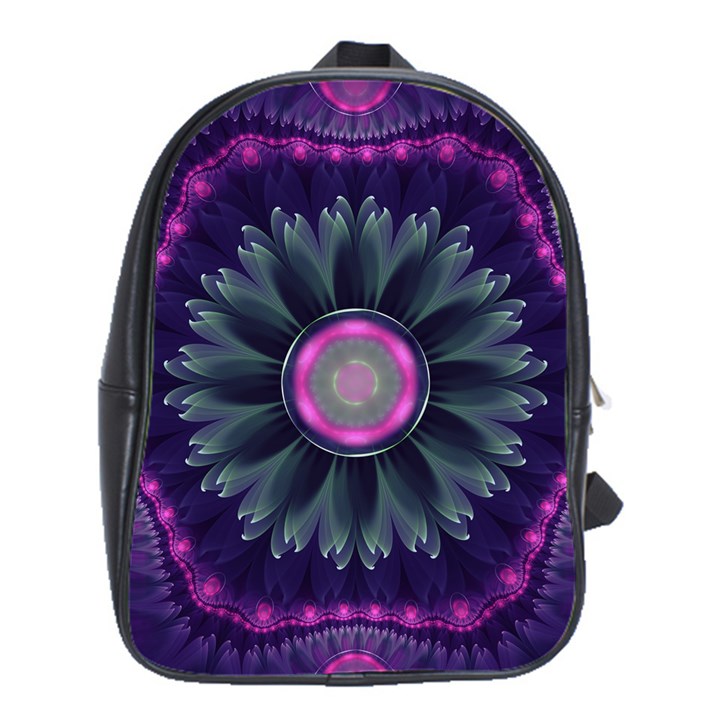 Beautiful Hot Pink And Gray Fractal Anemone Kisses School Bag (Large)