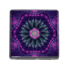 Beautiful Hot Pink And Gray Fractal Anemone Kisses Memory Card Reader (square) by jayaprime