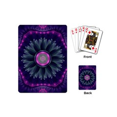 Beautiful Hot Pink And Gray Fractal Anemone Kisses Playing Cards (mini)  by jayaprime