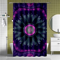 Beautiful Hot Pink And Gray Fractal Anemone Kisses Shower Curtain 48  X 72  (small)  by jayaprime