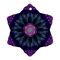 Beautiful Hot Pink And Gray Fractal Anemone Kisses Ornament (snowflake) by jayaprime