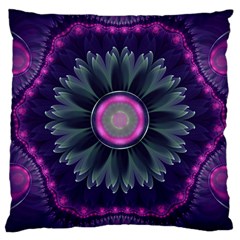 Beautiful Hot Pink And Gray Fractal Anemone Kisses Large Cushion Case (two Sides) by jayaprime