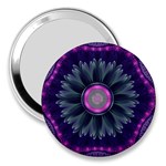 Beautiful Hot Pink And Gray Fractal Anemone Kisses 3  Handbag Mirrors Front