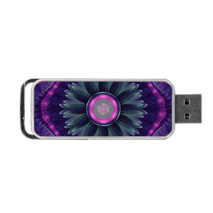 Beautiful Hot Pink And Gray Fractal Anemone Kisses Portable USB Flash (One Side)