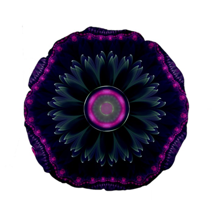 Beautiful Hot Pink And Gray Fractal Anemone Kisses Standard 15  Premium Round Cushions