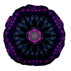 Beautiful Hot Pink And Gray Fractal Anemone Kisses Large 18  Premium Round Cushions by jayaprime