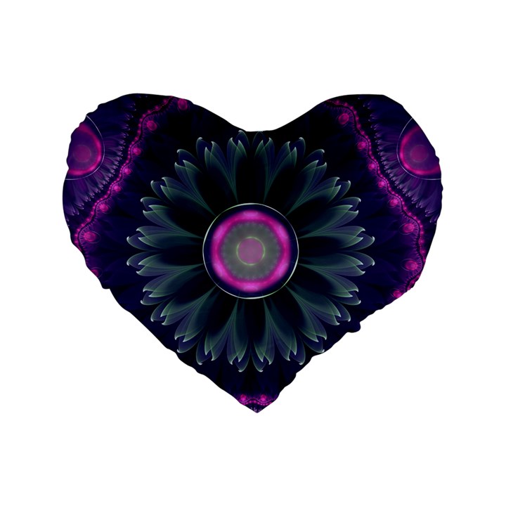 Beautiful Hot Pink And Gray Fractal Anemone Kisses Standard 16  Premium Heart Shape Cushions