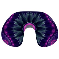 Beautiful Hot Pink And Gray Fractal Anemone Kisses Travel Neck Pillows by jayaprime