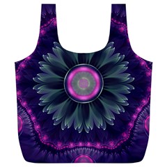 Beautiful Hot Pink And Gray Fractal Anemone Kisses Full Print Recycle Bags (l)  by jayaprime