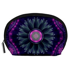 Beautiful Hot Pink And Gray Fractal Anemone Kisses Accessory Pouches (large)  by jayaprime