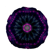 Beautiful Hot Pink And Gray Fractal Anemone Kisses Standard 15  Premium Flano Round Cushions by jayaprime