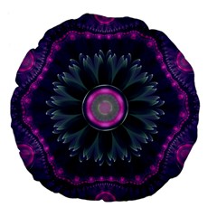 Beautiful Hot Pink And Gray Fractal Anemone Kisses Large 18  Premium Flano Round Cushions by jayaprime