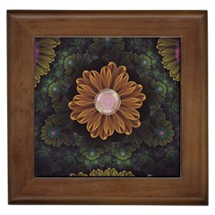 Abloom In Autumn Leaves With Faded Fractal Flowers Framed Tiles by jayaprime