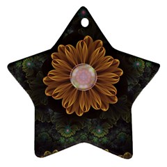 Abloom In Autumn Leaves With Faded Fractal Flowers Ornament (star) by jayaprime