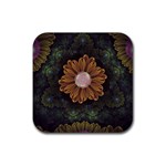 Abloom in Autumn Leaves with Faded Fractal Flowers Rubber Coaster (Square)  Front