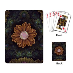 Abloom In Autumn Leaves With Faded Fractal Flowers Playing Card by jayaprime