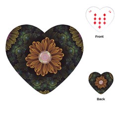 Abloom In Autumn Leaves With Faded Fractal Flowers Playing Cards (heart)  by jayaprime