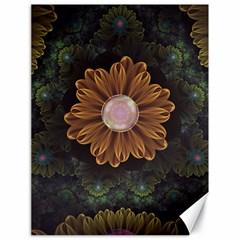 Abloom In Autumn Leaves With Faded Fractal Flowers Canvas 18  X 24   by jayaprime