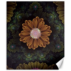 Abloom In Autumn Leaves With Faded Fractal Flowers Canvas 20  X 24   by jayaprime