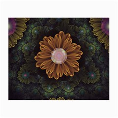 Abloom In Autumn Leaves With Faded Fractal Flowers Small Glasses Cloth (2-side) by jayaprime