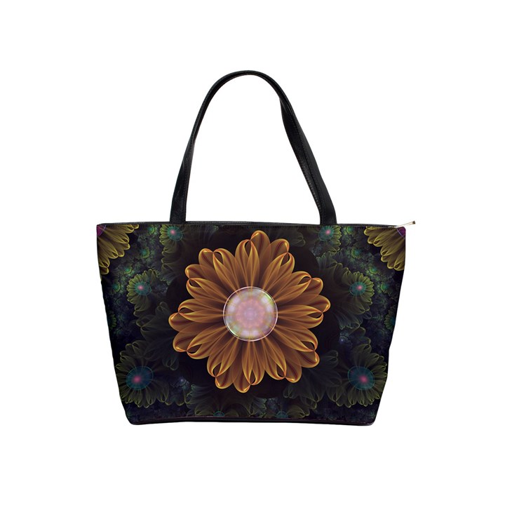 Abloom in Autumn Leaves with Faded Fractal Flowers Shoulder Handbags