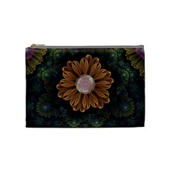 Abloom In Autumn Leaves With Faded Fractal Flowers Cosmetic Bag (medium)  by jayaprime