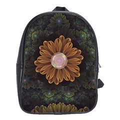 Abloom In Autumn Leaves With Faded Fractal Flowers School Bag (large) by jayaprime