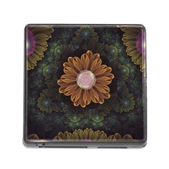 Abloom In Autumn Leaves With Faded Fractal Flowers Memory Card Reader (square) by jayaprime