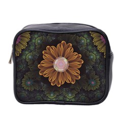 Abloom In Autumn Leaves With Faded Fractal Flowers Mini Toiletries Bag 2-side by jayaprime