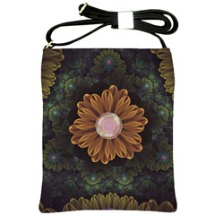 Abloom In Autumn Leaves With Faded Fractal Flowers Shoulder Sling Bags by jayaprime