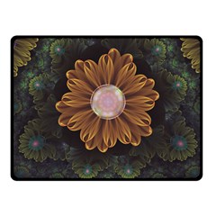 Abloom In Autumn Leaves With Faded Fractal Flowers Fleece Blanket (small) by jayaprime