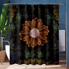 Abloom In Autumn Leaves With Faded Fractal Flowers Shower Curtain 60  X 72  (medium)  by jayaprime