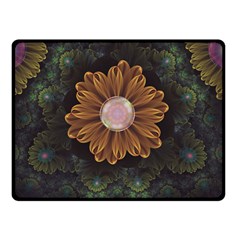 Abloom In Autumn Leaves With Faded Fractal Flowers Double Sided Fleece Blanket (small)  by jayaprime