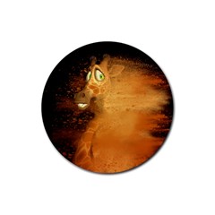 The Funny, Speed Giraffe Rubber Coaster (round)  by FantasyWorld7