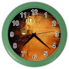 The Funny, Speed Giraffe Color Wall Clocks by FantasyWorld7