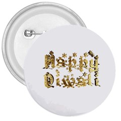 Happy Diwali Gold Golden Stars Star Festival Of Lights Deepavali Typography 3  Buttons by yoursparklingshop