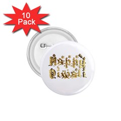 Happy Diwali Gold Golden Stars Star Festival Of Lights Deepavali Typography 1 75  Buttons (10 Pack) by yoursparklingshop