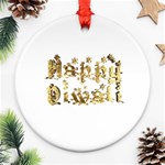 Happy Diwali Gold Golden Stars Star Festival Of Lights Deepavali Typography Round Ornament (Two Sides) Front