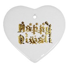 Happy Diwali Gold Golden Stars Star Festival Of Lights Deepavali Typography Heart Ornament (two Sides) by yoursparklingshop