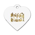 Happy Diwali Gold Golden Stars Star Festival Of Lights Deepavali Typography Dog Tag Heart (Two Sides) Front