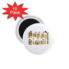 Happy Diwali Gold Golden Stars Star Festival Of Lights Deepavali Typography 1 75  Magnets (10 Pack) 