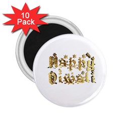 Happy Diwali Gold Golden Stars Star Festival Of Lights Deepavali Typography 2 25  Magnets (10 Pack)  by yoursparklingshop