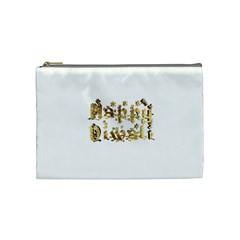 Happy Diwali Gold Golden Stars Star Festival Of Lights Deepavali Typography Cosmetic Bag (medium)  by yoursparklingshop