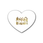 Happy Diwali Gold Golden Stars Star Festival Of Lights Deepavali Typography Heart Coaster (4 pack)  Front