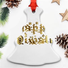 Happy Diwali Gold Golden Stars Star Festival Of Lights Deepavali Typography Christmas Tree Ornament (two Sides) by yoursparklingshop