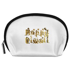 Happy Diwali Gold Golden Stars Star Festival Of Lights Deepavali Typography Accessory Pouches (large)  by yoursparklingshop