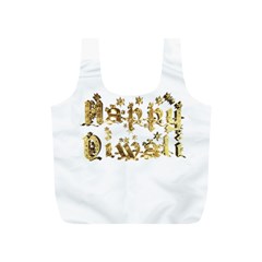 Happy Diwali Gold Golden Stars Star Festival Of Lights Deepavali Typography Full Print Recycle Bags (s)  by yoursparklingshop